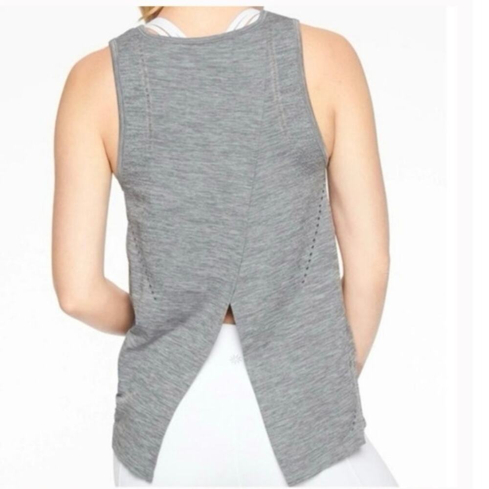Athleta Foothill Yoga Tank XS Gray Open Back Workout Top Athletic